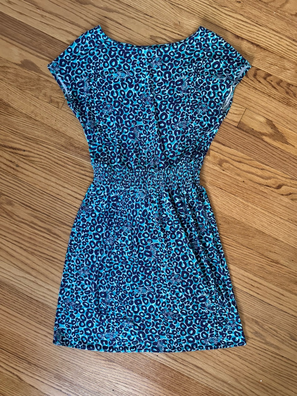 Lilly Pulitzer Teal & Navy Leopard Print Short Sleeve Dress